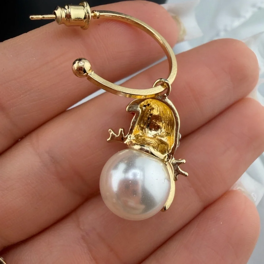 Festive Gold and Red Snowman Earrings